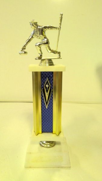 Vintage Curling Trophy in Blue, Gold, and silver tone for sale