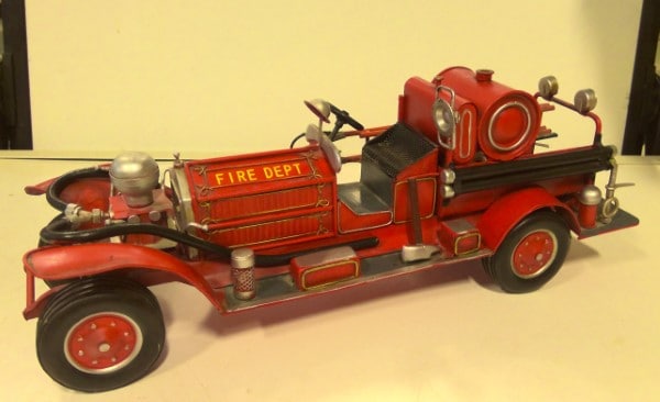 Contemporary Home Living Red & Black 1920's Style Fire Truck for sale