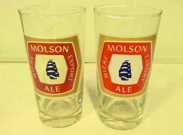 Set of 2 Vintage Molson Export Beer Glasses for sale