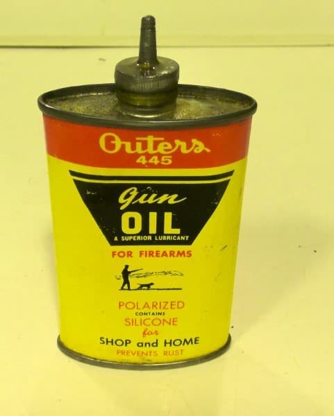 VINTAGE OUTERS 445 POLARIZED GUN OIL FISHING REEL LUBRICANT FIREARMS METAL  TIN