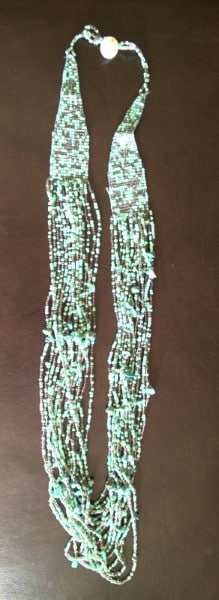 Hand Made Beaded Multistrand Necklace - Teal and Brown Beads for sale