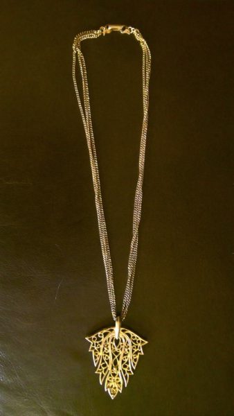 Gold Tone Leaf Pattern Necklace for sale