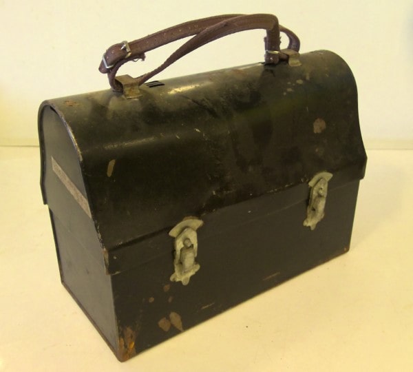 Vintage GSW lunch Box with leather strap handle- Made in Canada for sale