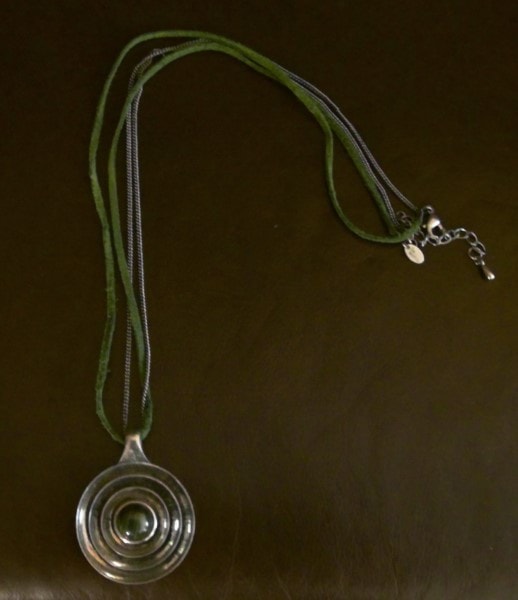 Lia Sophia Silver tone with Green Stone Pendant Necklace for sale