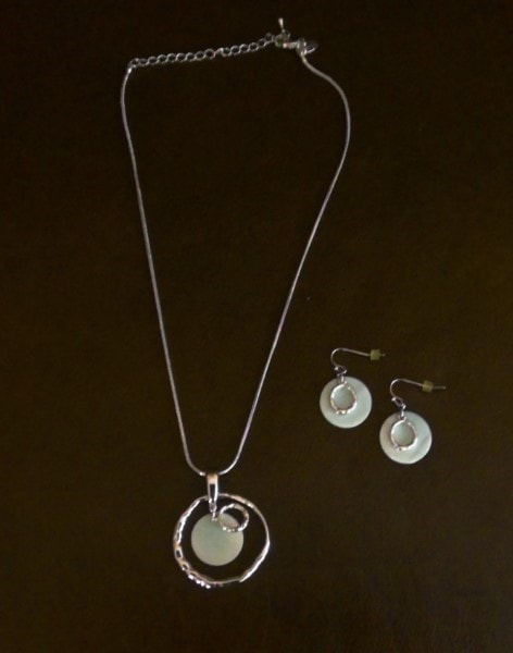 Lia Sophia Silver Tone with Pearl Necklace with Matching Earrings Set for sale