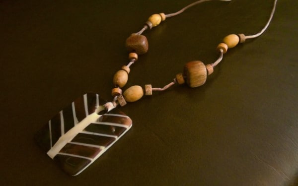 Wooden Beads with Decorative Shell Necklace for sale