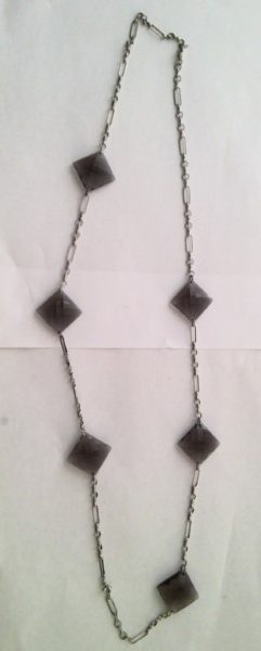 Vintage Avon Silver Tone Necklace with Black/Purple Squares for sale