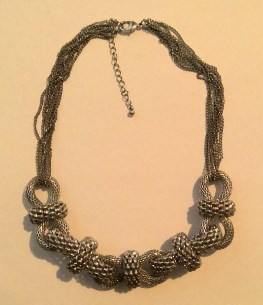 Vintage Silver Stone Chain Necklace / Choker for sale