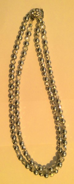 Faux Pearl and Diamonds Costume Double Strand Necklace for sale