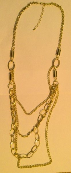 Multi Strand Gold Tone Chain Necklace for sale