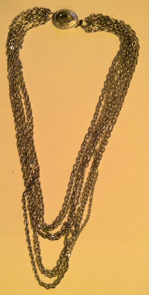 Vintage Avon Multi Strand Silver Tone Chain Necklace for sale