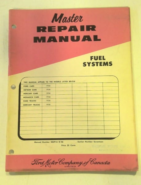 1956 Ford Master Repair Manual Fuel Systems for sale