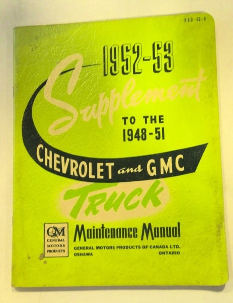 1952-53 Supplement to the 1948-51 Chevrolet and GMC Truck Maintenance Manual for sale