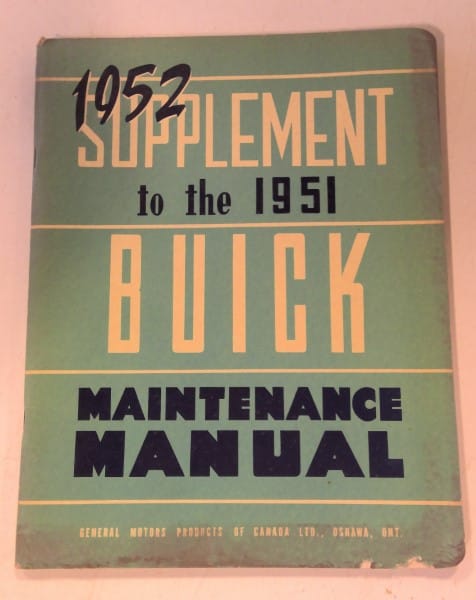 1952 Supplement to the 1951 Buick Maintenance Manual for sale