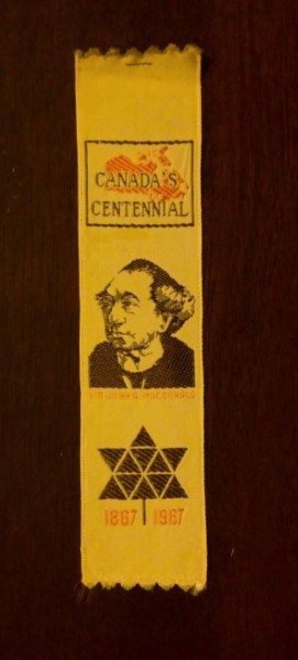 Vintage 1967 Canadian Centennial Bookmark Featuring Sir John A. Macdonald for sale