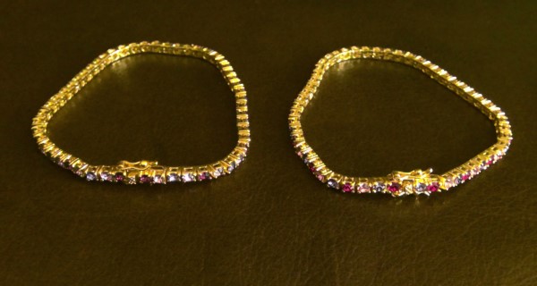 Vintage Joan Rivers Multi Colored Stone and Gold Tone Bracelets for sale