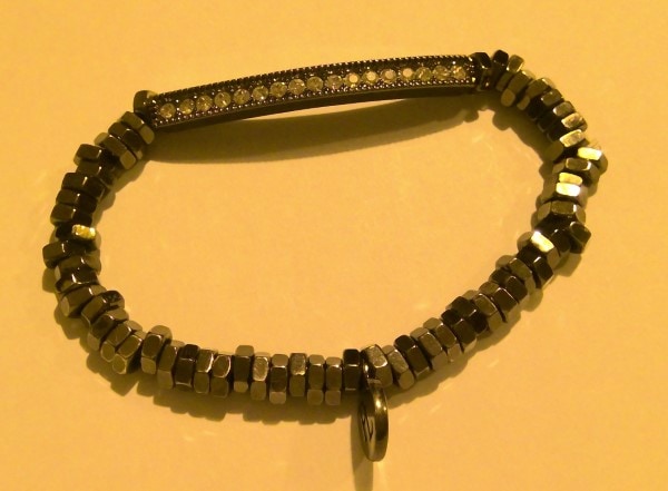 Black Elastic Bracelet with faux diamonds - tagged PL for sale