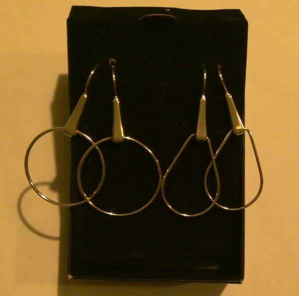 2 Sets of Silver Hoop Earrings for sale