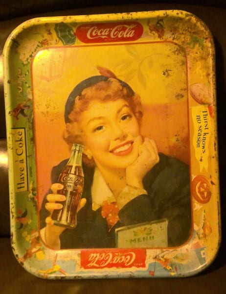 Original 1953 Coca-Cola Menu Girl Serving Tray for sale