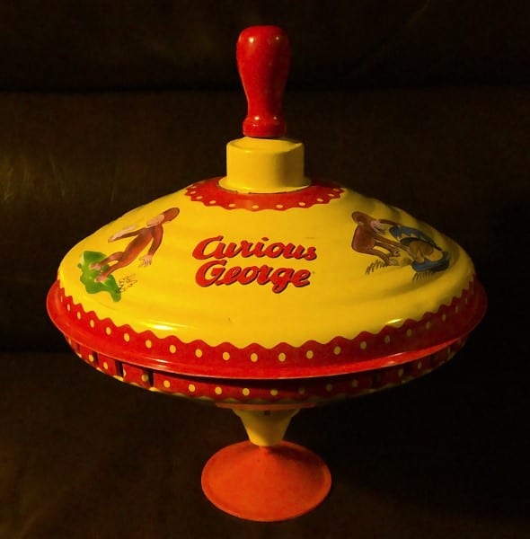 Curious George Large Tin Spinning Top for sale