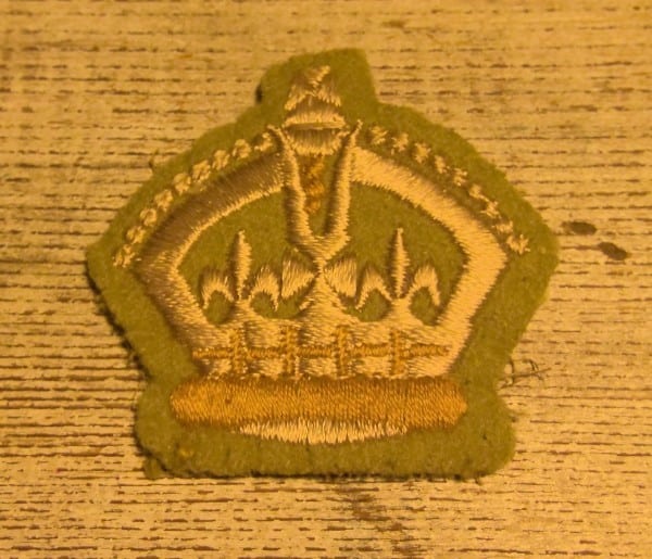 WW2 Warrant Officer Cloth King's Crown Insignia Badge for sale