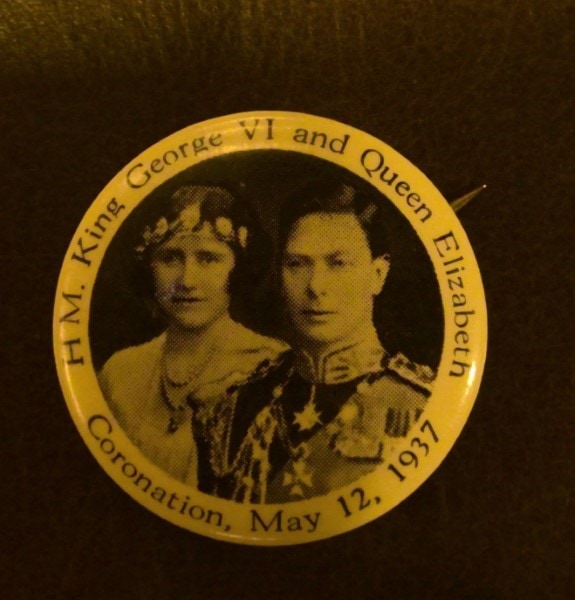 George VI Queen Elizabeth Crowned 1937 Coronation Pin Pinback for sale