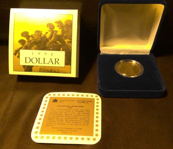 1994 Canada Remembrance Proof Dollar for sale