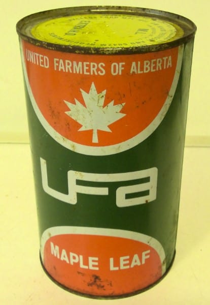 UFA Motor Oil Quart Tin Green Background with White Maple Leaf for sale on Hein Ventures' online store