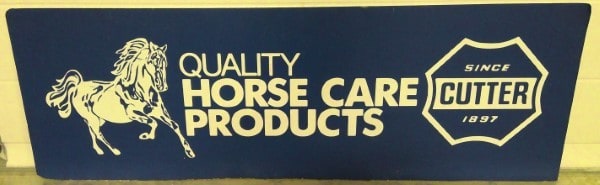 1970s Sign: Quality Horse Care Products Cutter Company Sign for sale on heinventures.ca