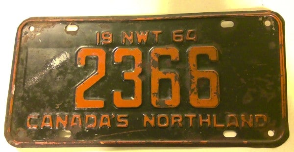 1964 Northwest Territories License Plate for sale