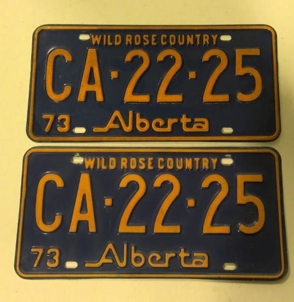 Matching Set of 1973 Alberta License Plates for sale