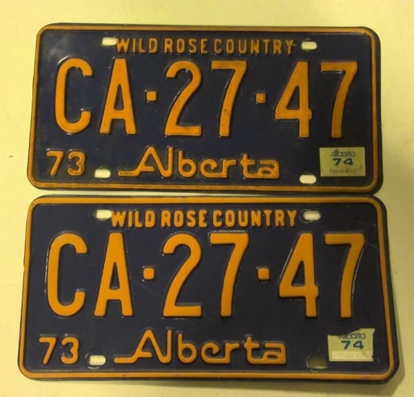 Matching Set of 1973 Alberta License Plates for sale