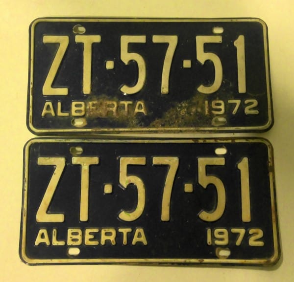 Matching Set of 1972 Alberta License Plates for sale