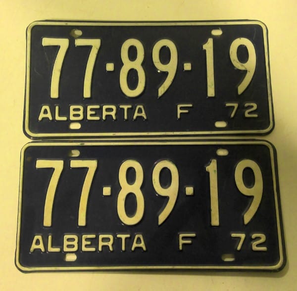 Matching Set of 1972 Alberta License Plates for sale