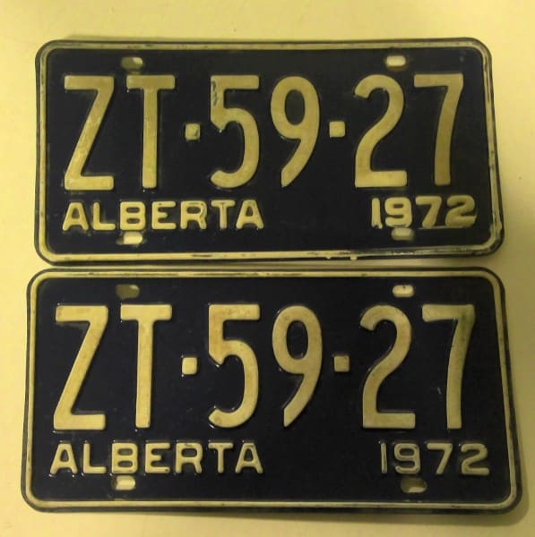 Matching Set of 1972 Alberta License Plates for sale