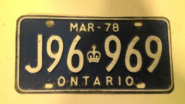 March 1978 Ontario License Plate for sale