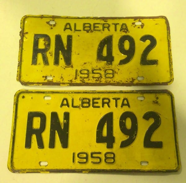 Matching Set of 1958 Alberta License Plates for sale