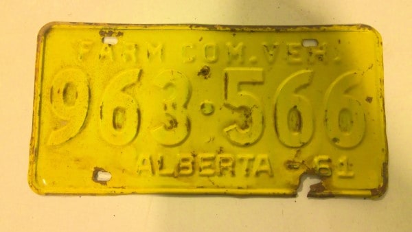 1961 Alberta Farm License Plate for sale