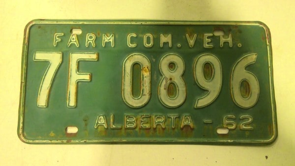 1962 Alberta Farm License Plate for sale