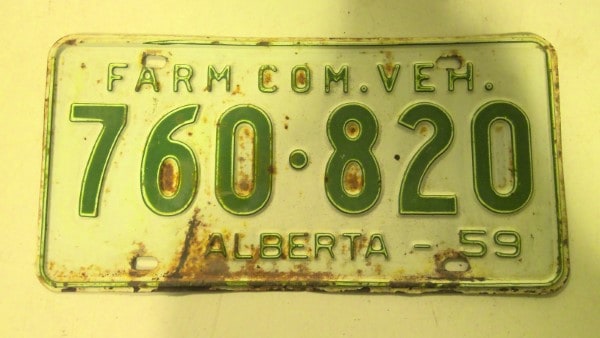 1959 Alberta Farm License Plate for sale