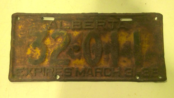 1937 (Expires March 38) Alberta License Plate for sale