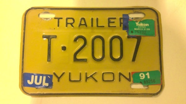 1991 Yukon Territory Trailer License Plate for sale