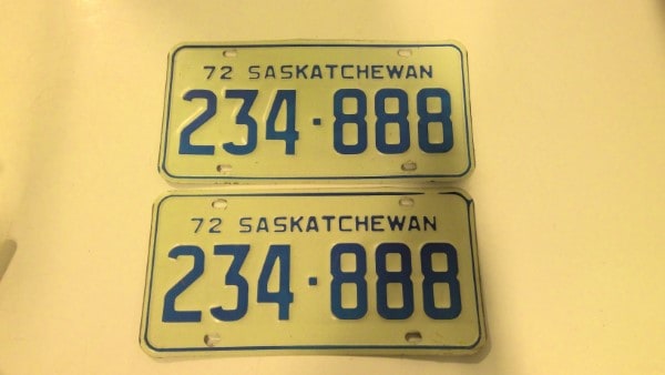 Matching set of 1972 Saskatchewan License Plates for sale