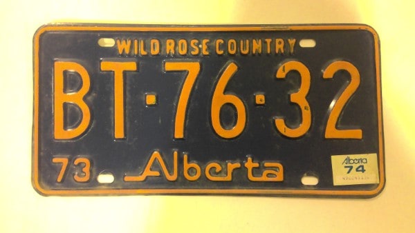 1973 Alberta License Plate with 1974 sticker for sale