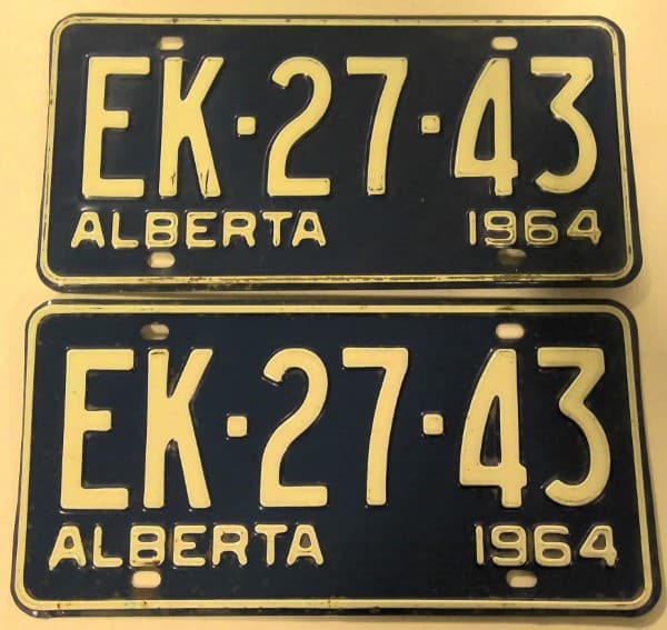 Matching Set of 1964 Alberta License Plates for sale