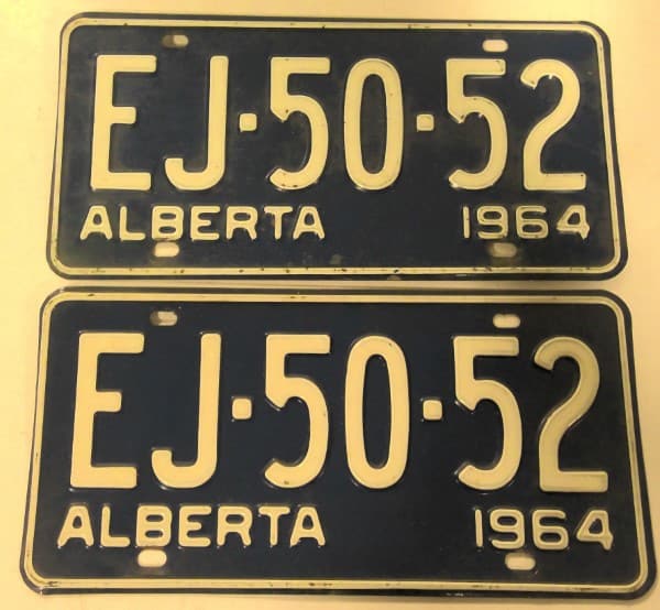 Matching Set of 1964 Alberta License Plates for sale