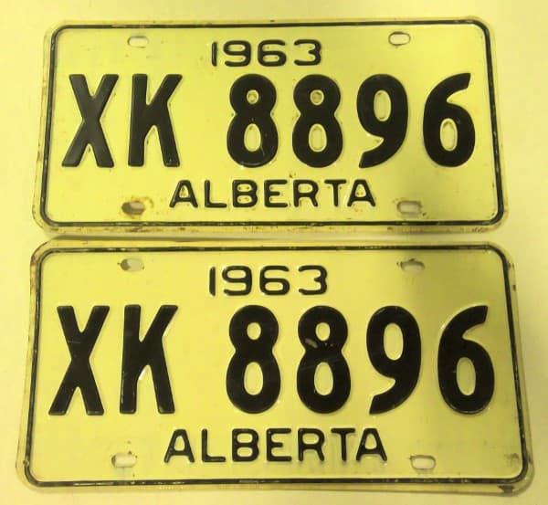 Matching Set of 1963 Alberta License Plates for sale