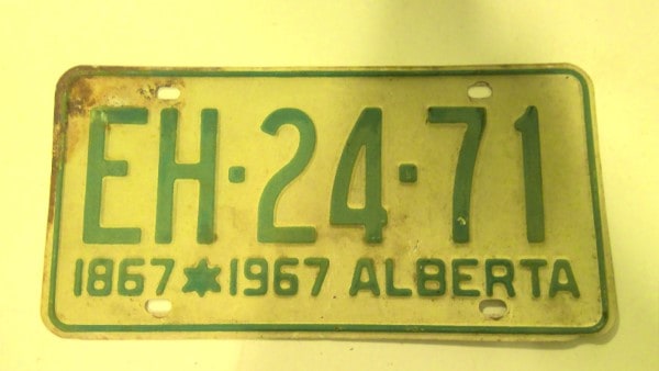 1967 Confederation Alberta License Plate for sale