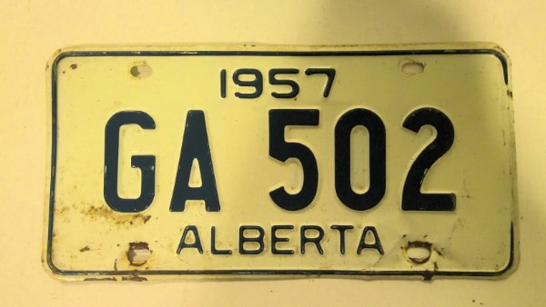 1957 Alberta License Plate for sale