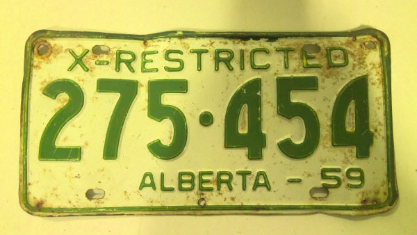 1959 Alberta Restricted License Plate for sale